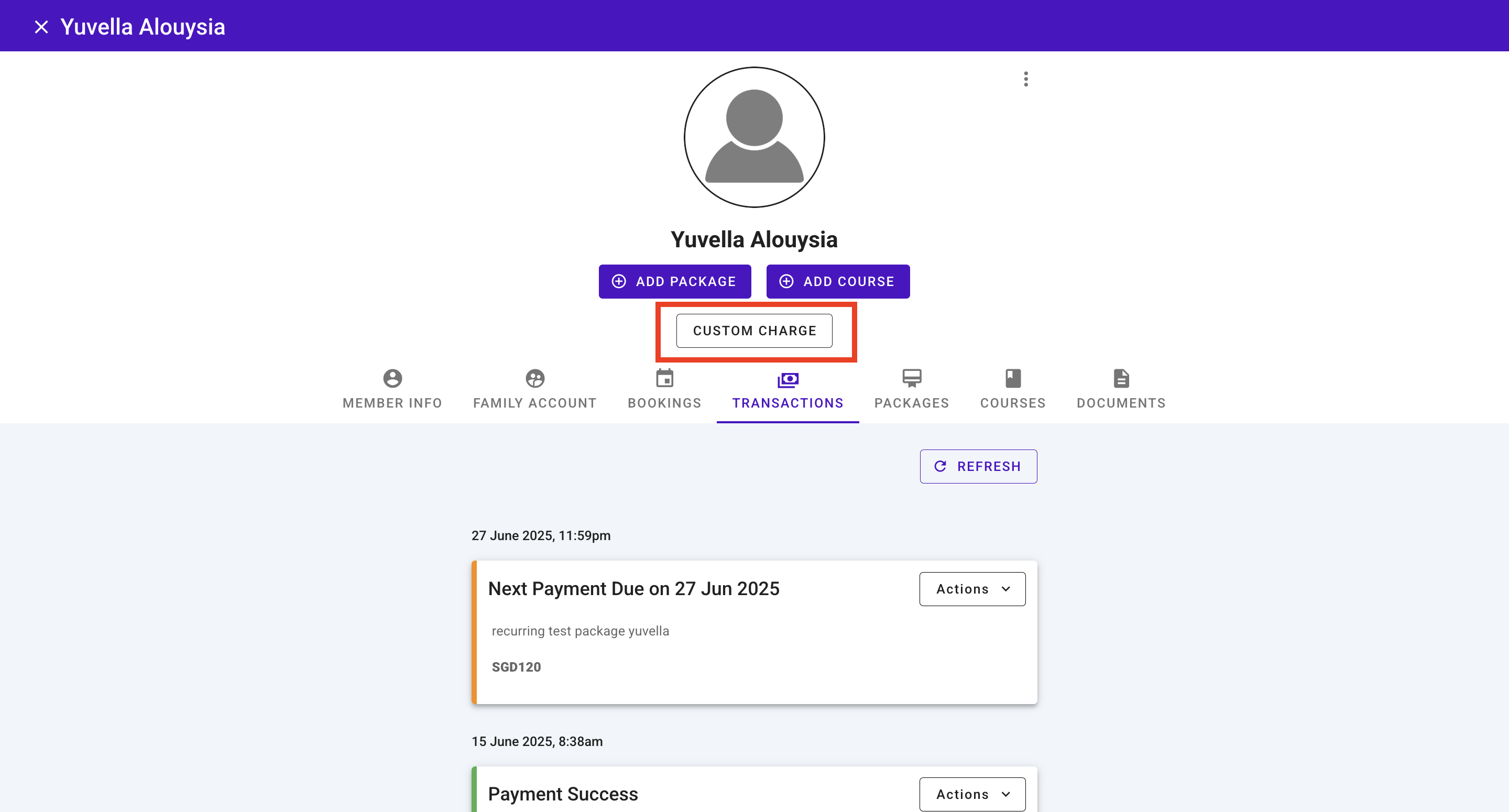 How to Charge a Custom Charge from a Member Profile