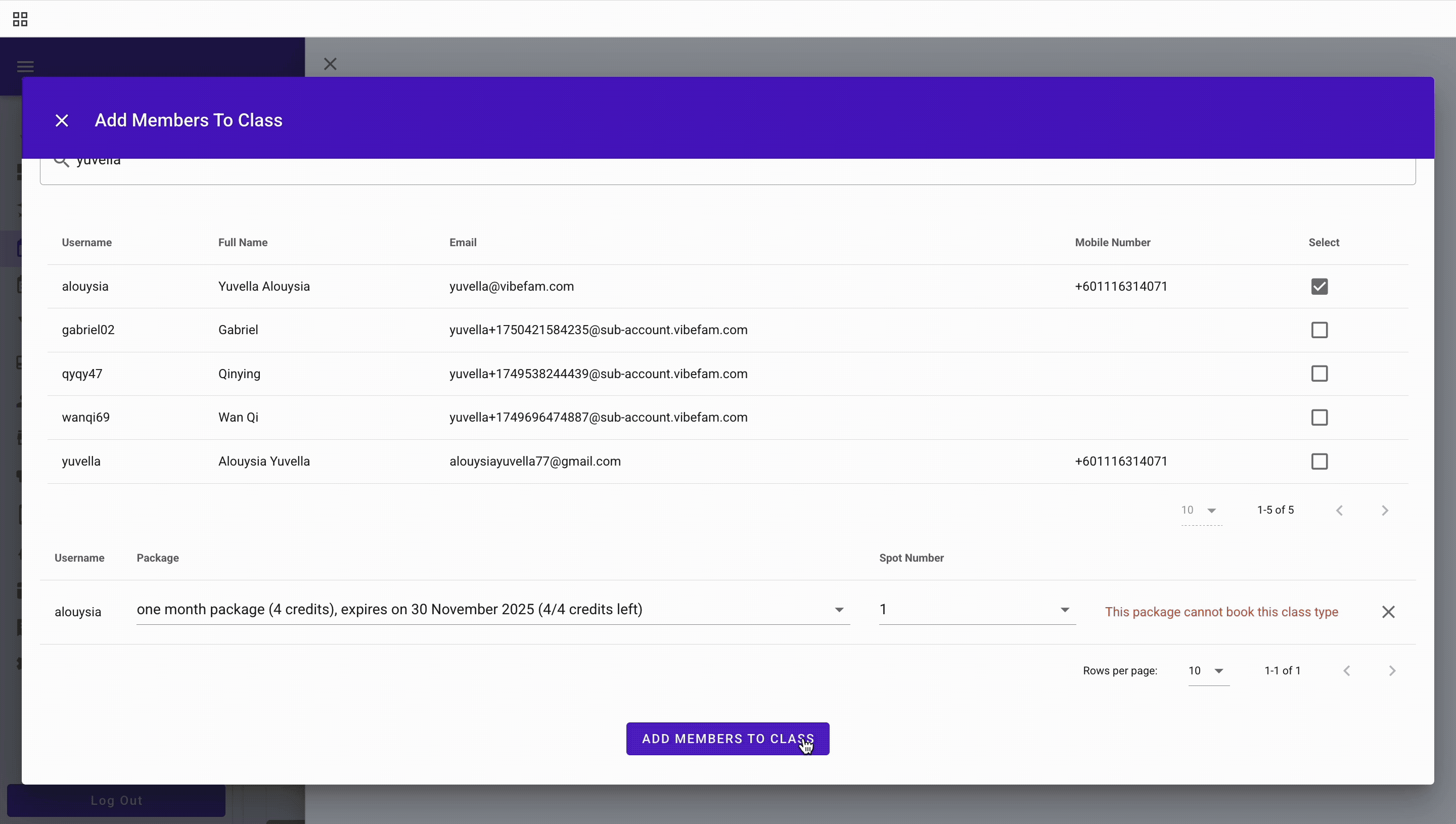 How to update eligible classes under package settings