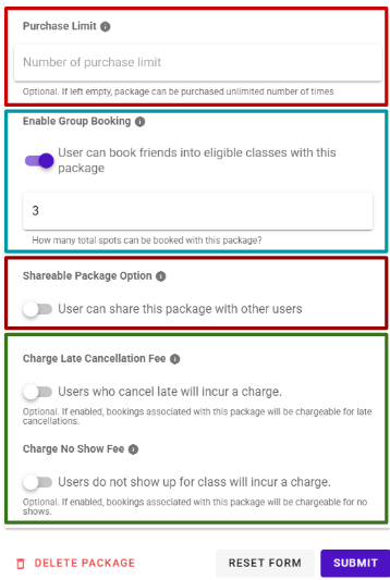 Purchase limit and group booking 